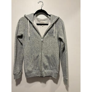 Jack Wills Gray Zip-Up Hoodie with Drawstring Hood